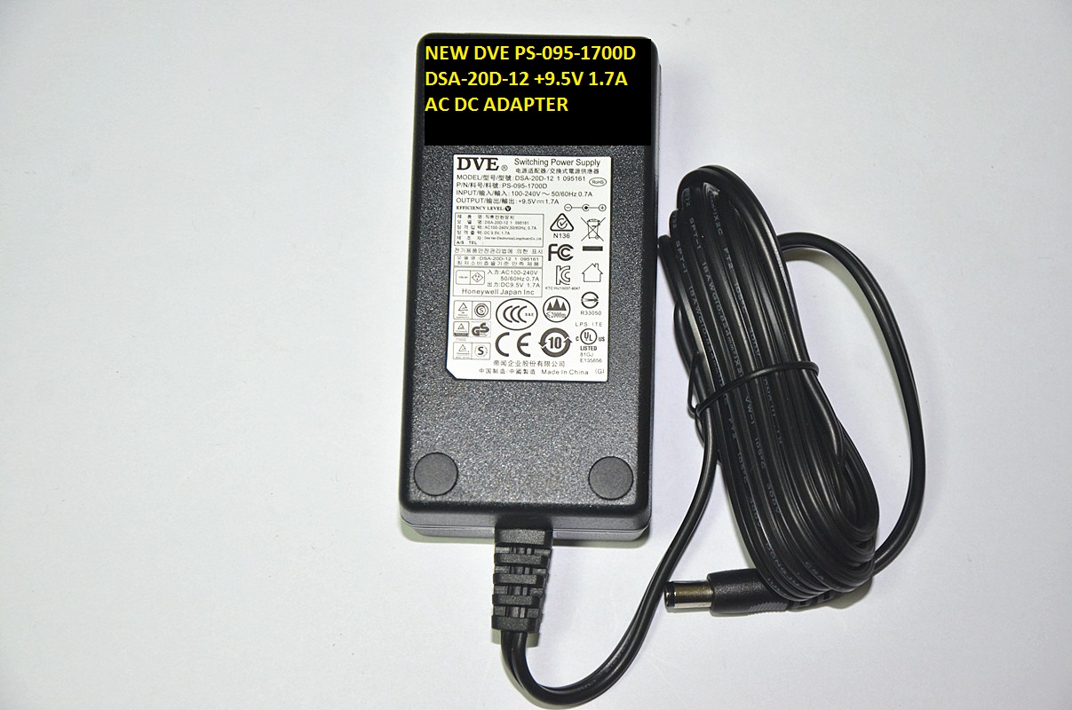 NEW DVE PS-095-1700D DSA-20D-12 +9.5V 1.7A AC DC ADAPTER